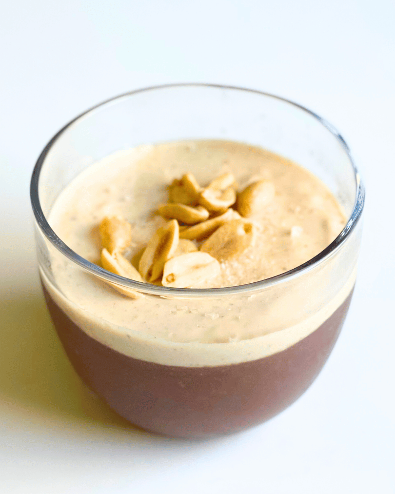 chocolate peanut butter oats in a jar