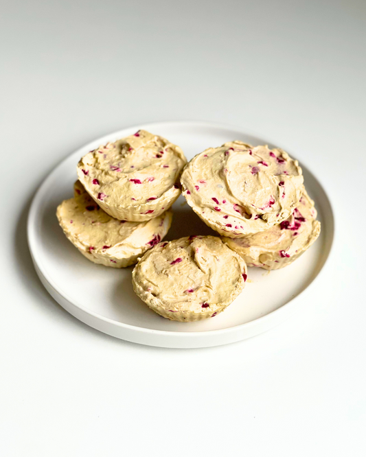 vanilla raspberry ice cream on a plate
