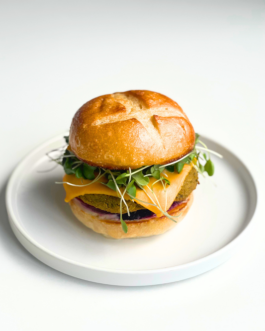 falafel burger on a plate