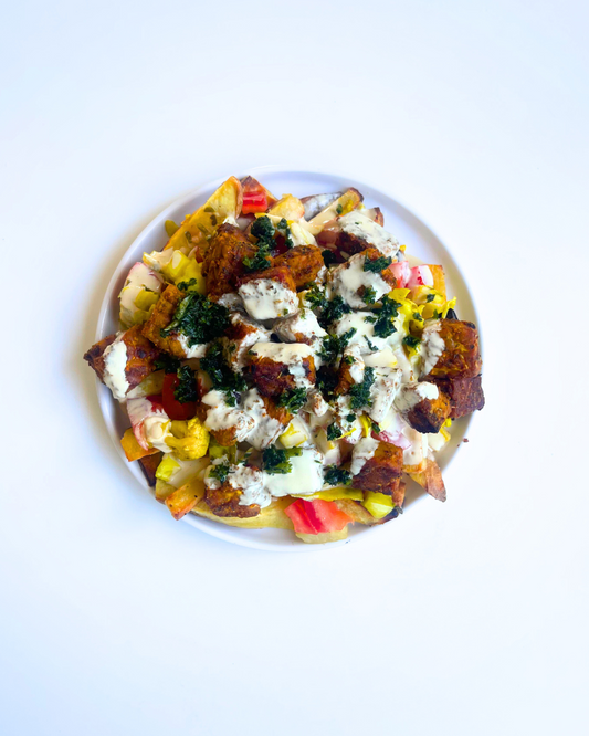 Vegan Tempeh Shawarma Loaded Fries