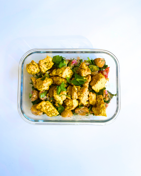Greek Potato Salad with Tofu Chick'n