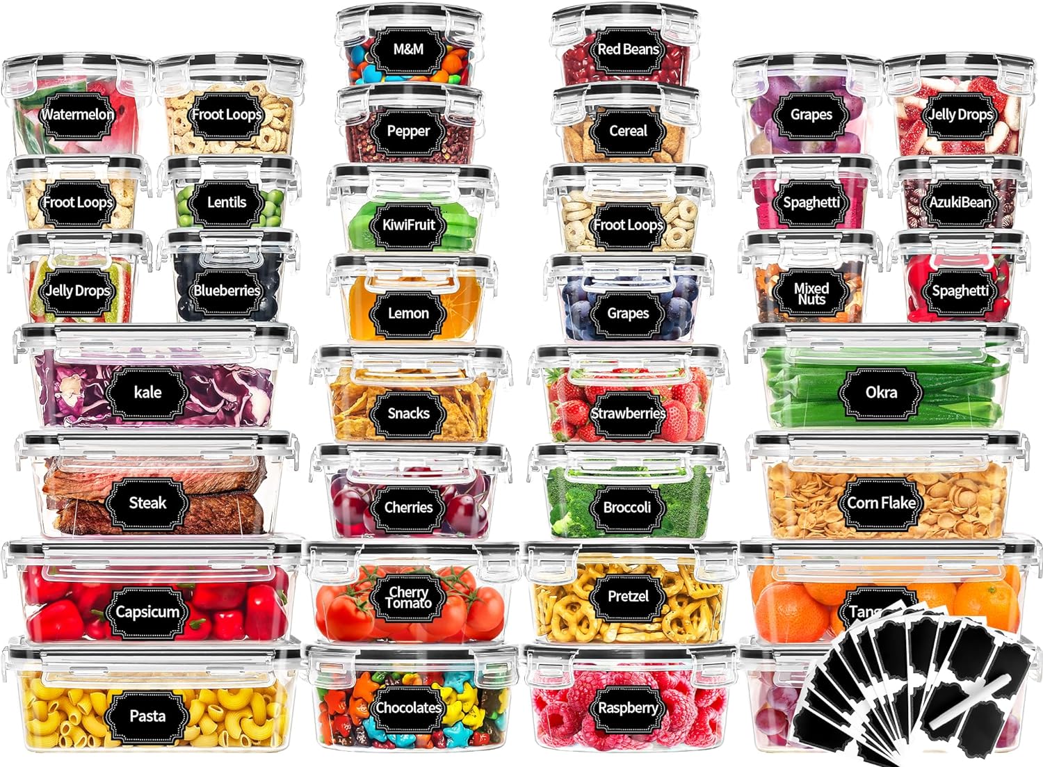 Skroam 10 Pack Glass Food Storage Containers with Lids, Glass Airtight Meal Prep Container Set for Lunch, on the Go, Leftover, Kitchen Pantry Organizers and Storage, BPA Free & Leak Proof stacked on top of each other