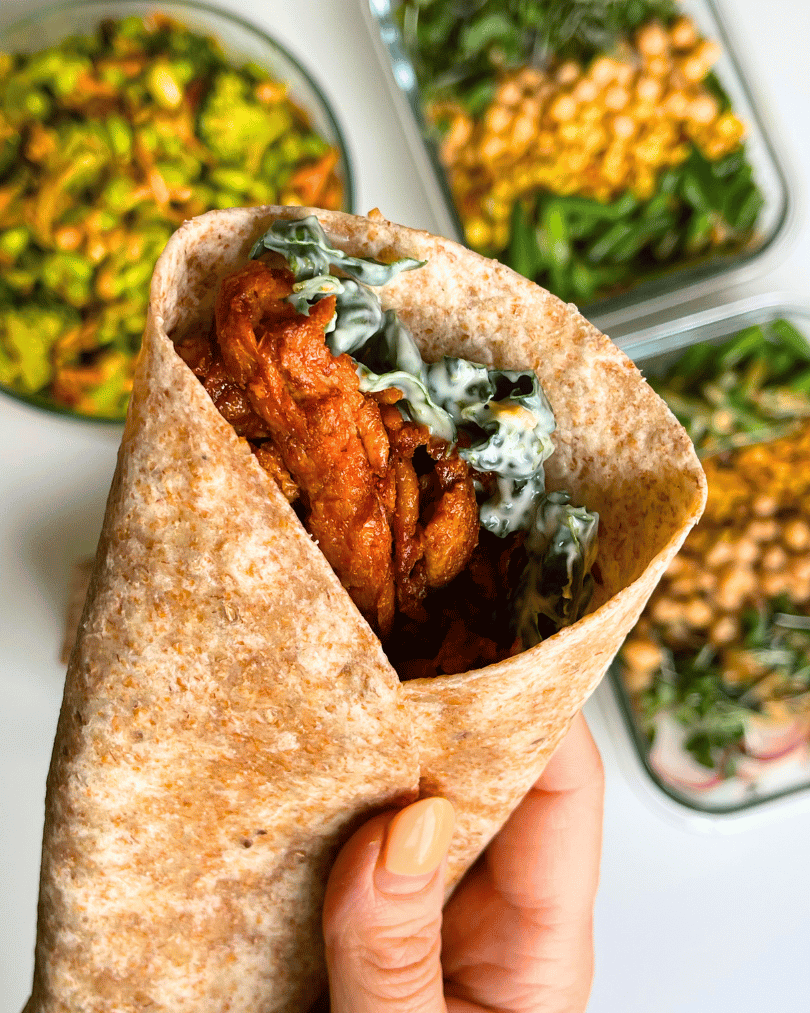 vegan buffalo chicken wrap