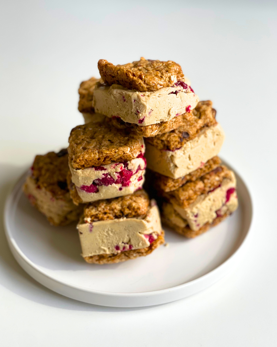 Raspberry Vanilla Ice Cream Sandwiches with Protein